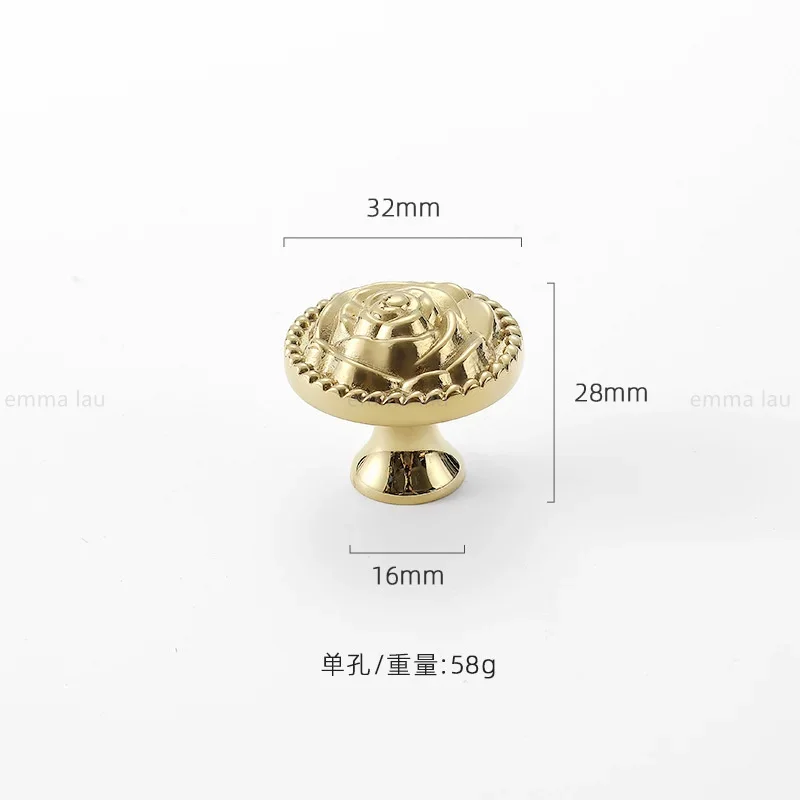 Luxury Mirror Golden Rose Furniture Pull Handle Solid Brass Cabinet Door Handles Drawer Knob For Kitchen Wardrobe Cupboard Pulls