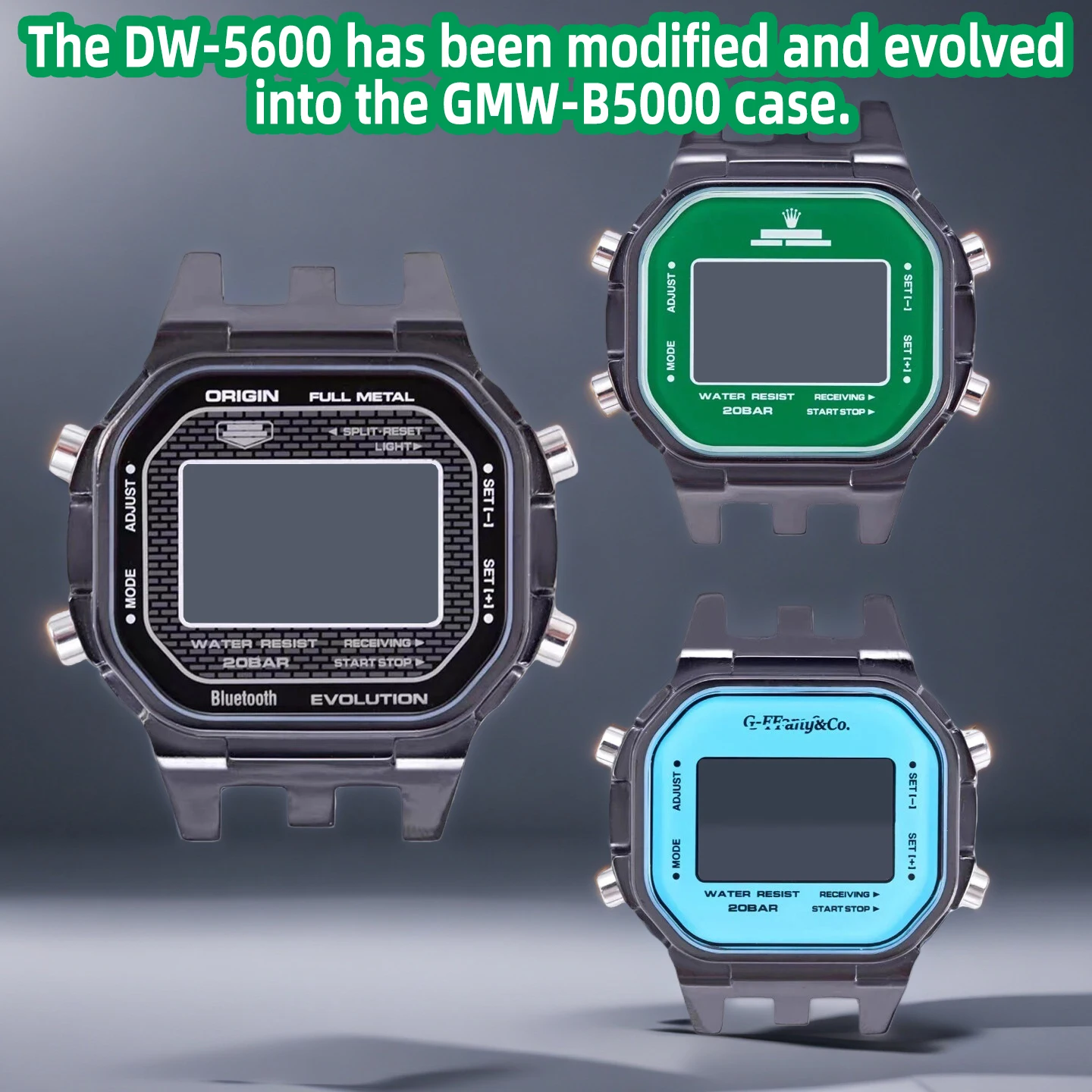 For Casio Square series 3229 DW-5600 Modified GMW-B5000 Full Metal Evolution Movement Shell Universal B5000 Bracelet Case