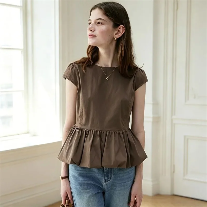 New Design Shirt Female Spring and Summer Literary doll Shirt ins Temperament Niche Joker Short-sleeved Single-breasted Shirt