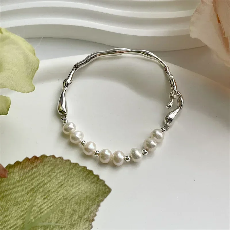 Hot-selling Irregular Pearl Splicing Unique Design Bracelet Niche Cold Personality Trend Light Luxury Simple Everything Bracelet