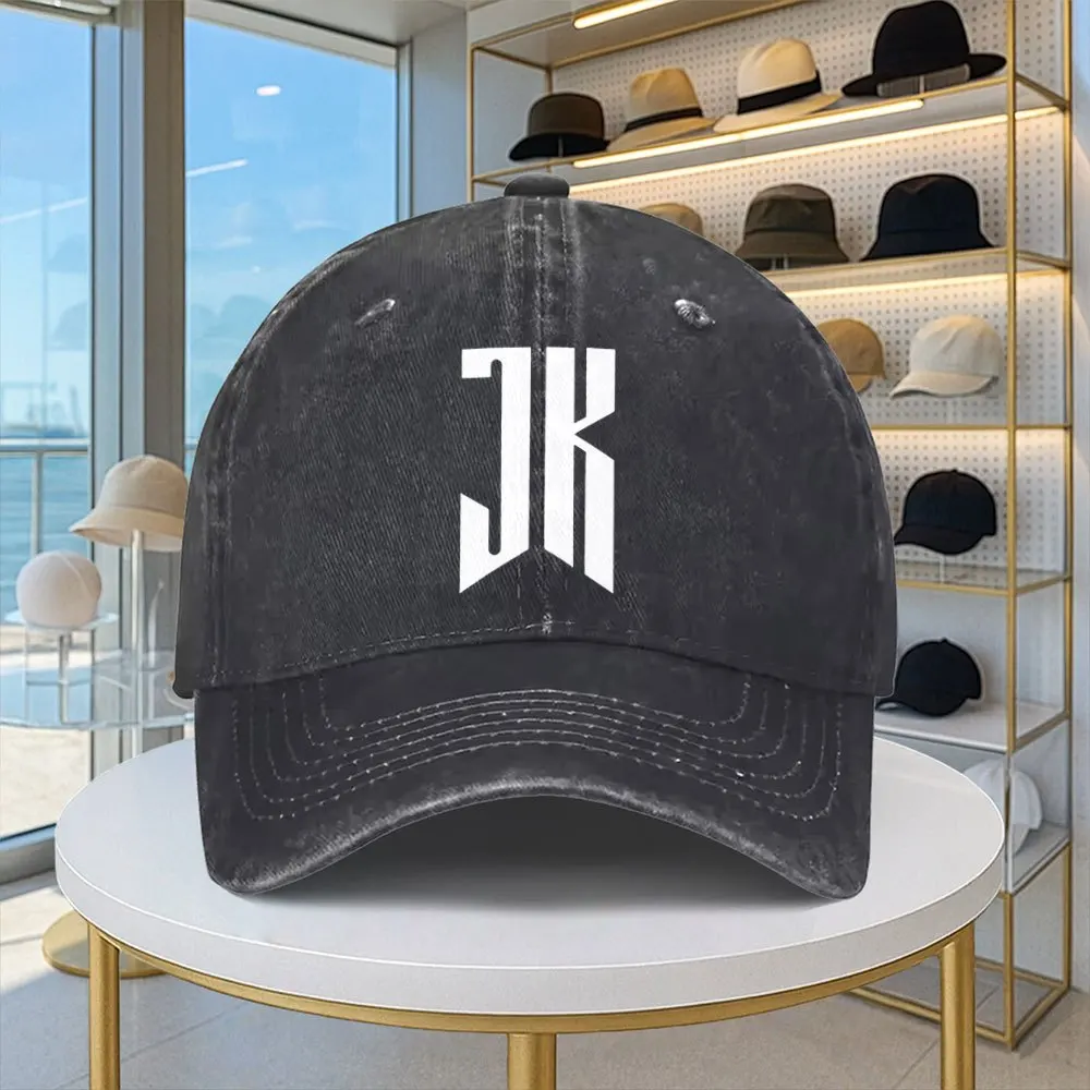 Men' & Women' JK Letter Retro Baseball Cap - Adjustable Buckle Strap Lightweight Hat with Iconic JK, Curved Brim for Outdoor Spo