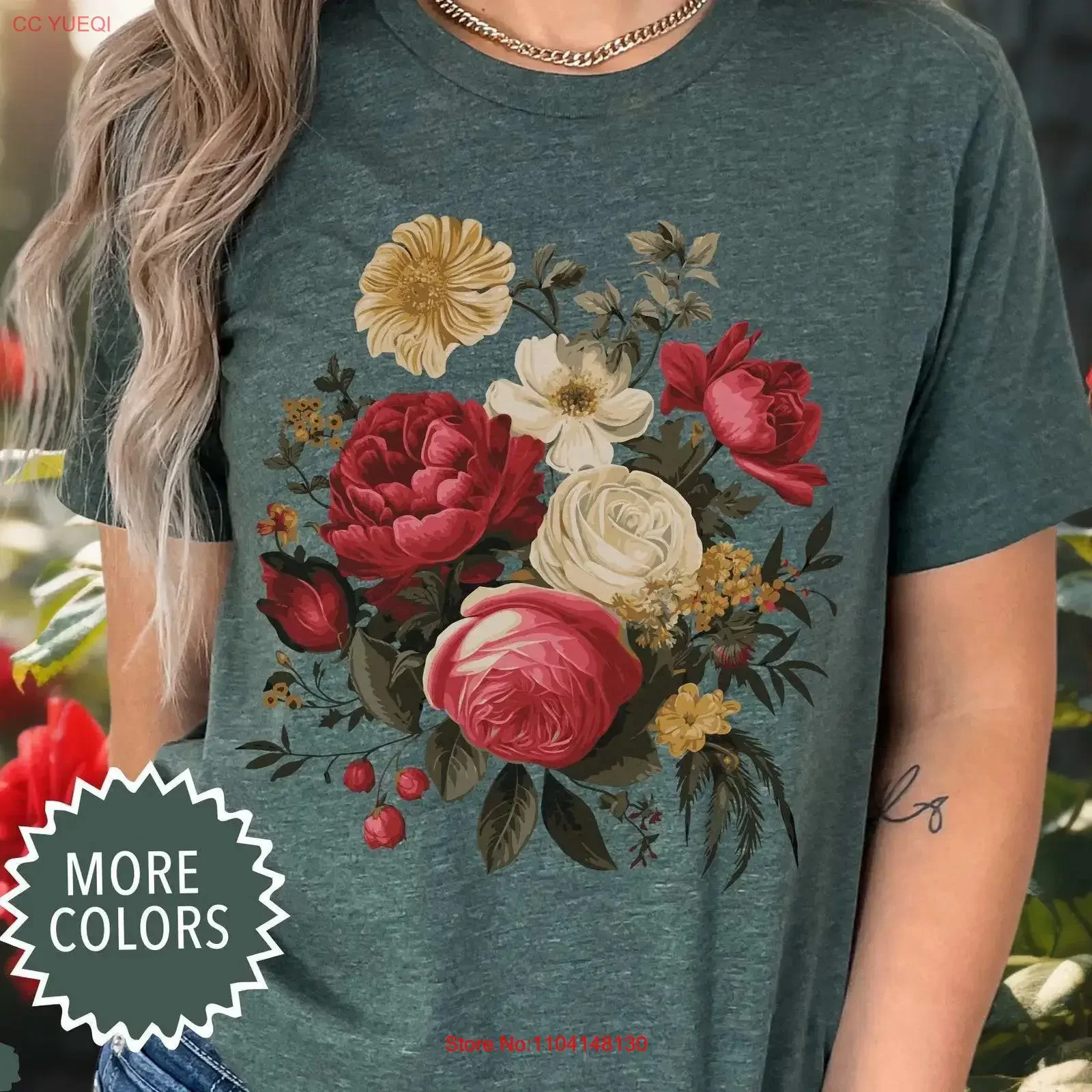 Aesthetic WildFlower T Shirt Nature lovers Garden gift cottagecore roses goblin core botanical vintage Washed Casual