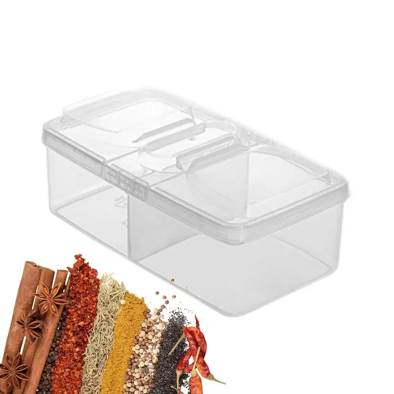 

Clear Seasoning Storage Box with Lid Container Condiment Jars spices storage Container kitchen accessories for Pepper salt