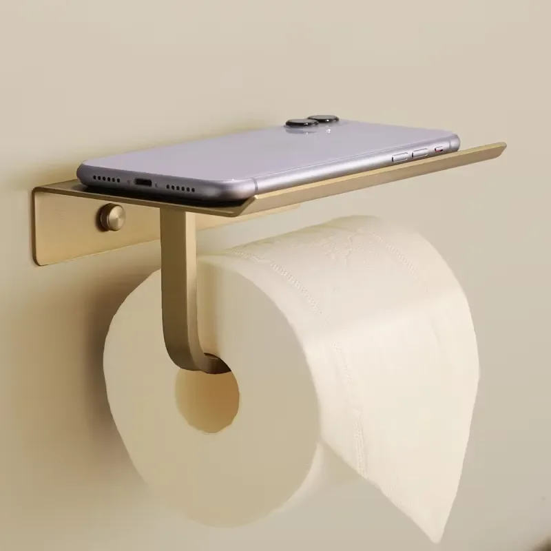 Black/Gold/Silver/Grey Toilet Paper Holder Bathroom Wall Mount Multifunction WC Paper Phone Holder Shelf Towel Shelf
