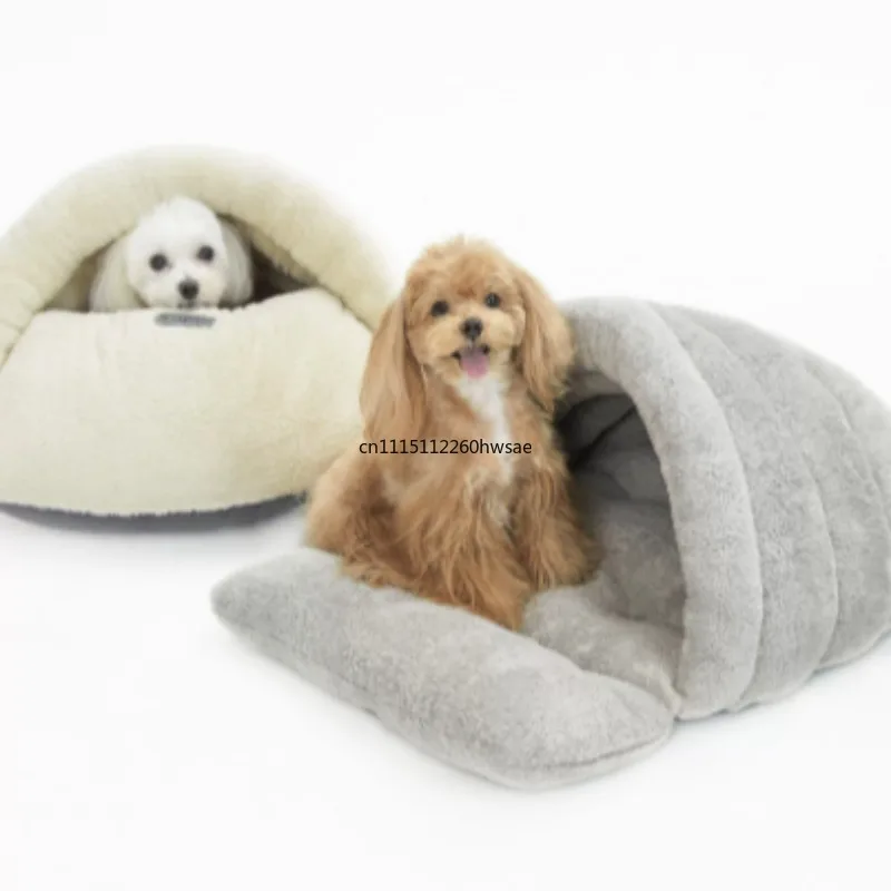 Winter Super Warm Semi-enclosed Pet Sleeping Bag, Thickened Fleece Kennel for Small Dogs Puppies Cats, Pet Bed