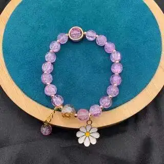 Beads bracelet with flower charm pendant fashion gift bracelet in various colors