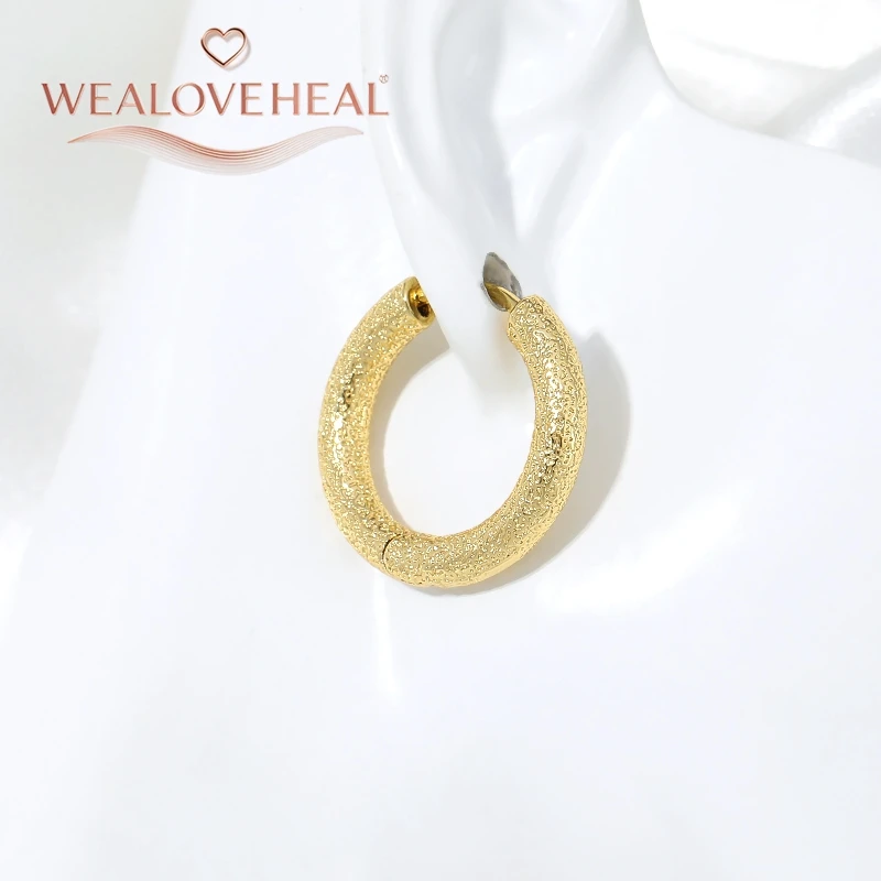 1 Paar 18K vergoldete Messing-Creolen mit matter Textur für Damen, 19,5x19mm, klobige Ohrringe für den täglichen Gebrauch, Partys oder als Geschenk – Detail 21