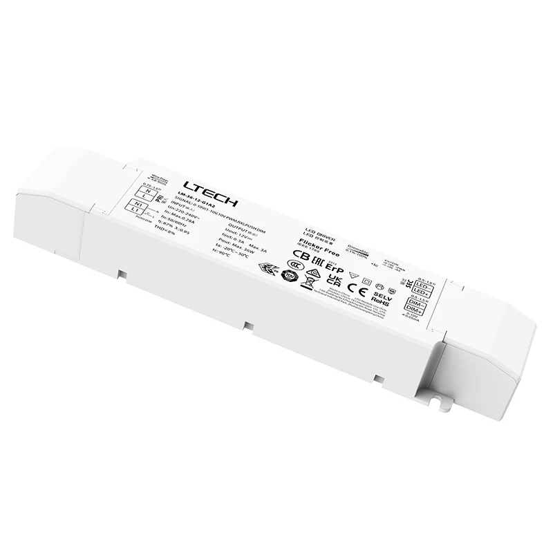 36W 75W 100W 12V 24V CV stałe napięcie 0-10V (1-10V/10VPWM/RX) sterownik LED LTECH 100-240V ściemnianie transformator oświetleniowy wcisnąć