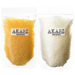 AKARZ Yellow / White Beeswax Pure Natural for DIY Lip Balms Lotions Candles Bees Wax Pastilles Raw Material