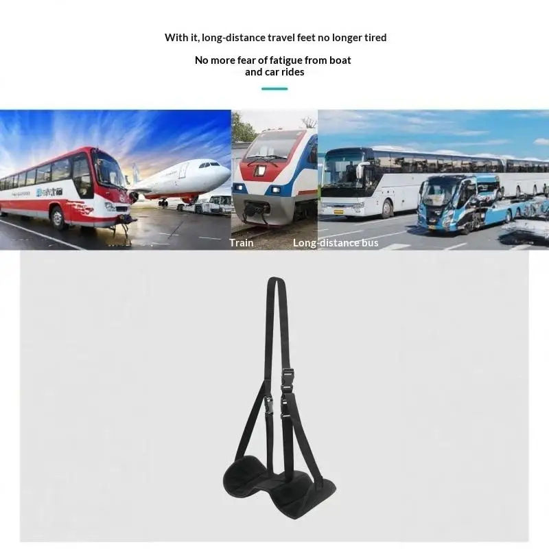 Airplane Footrest Adjustable Strap Portable Hammock Leg Rest Foldable Design for Air Travel Holiday Trip Office Use