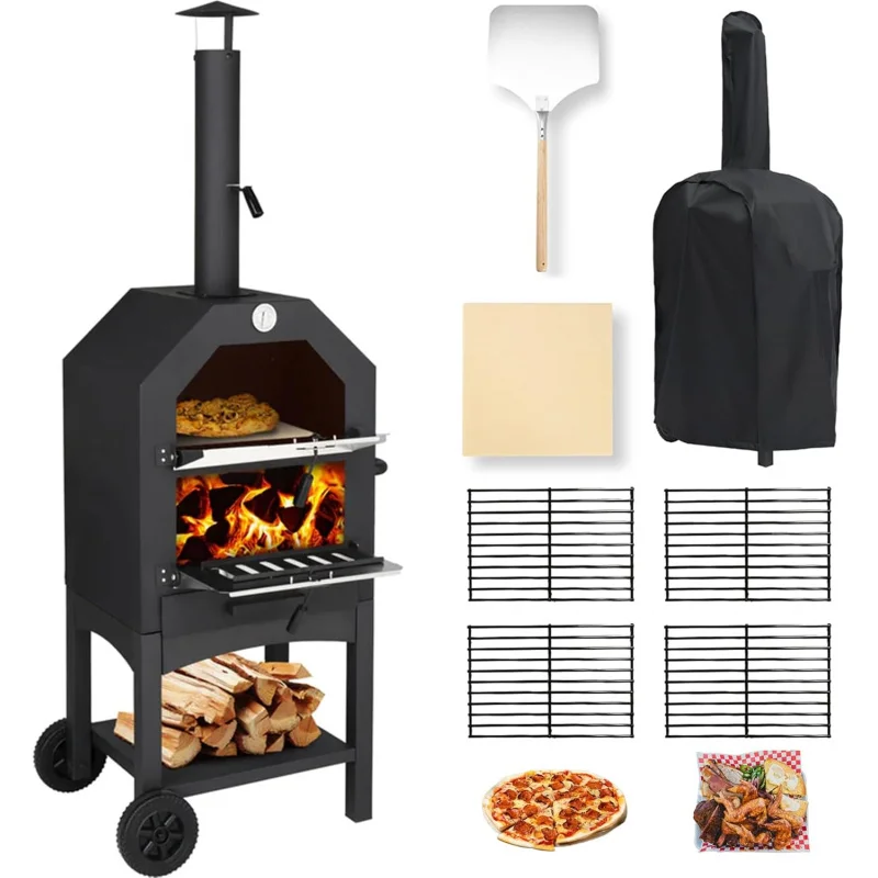 

Outdoor Pizza Oven Wood Fired Pizza Oven for Outside with Stone Peel Grill Grate Patio Pizza Maker Perfect Shipping from the USA
