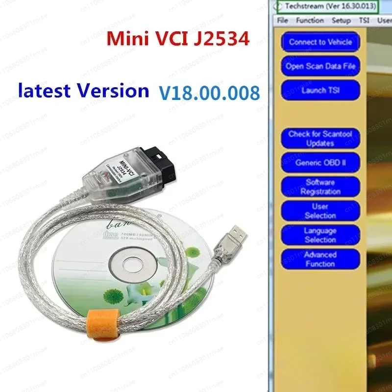 V18.00.008 Mini Vci For J2534 OBD2 Car Diagnostic Cable FTDI Chip TIS Techstream MINI-VCI OBD2 Auto Diagnostic Scanner