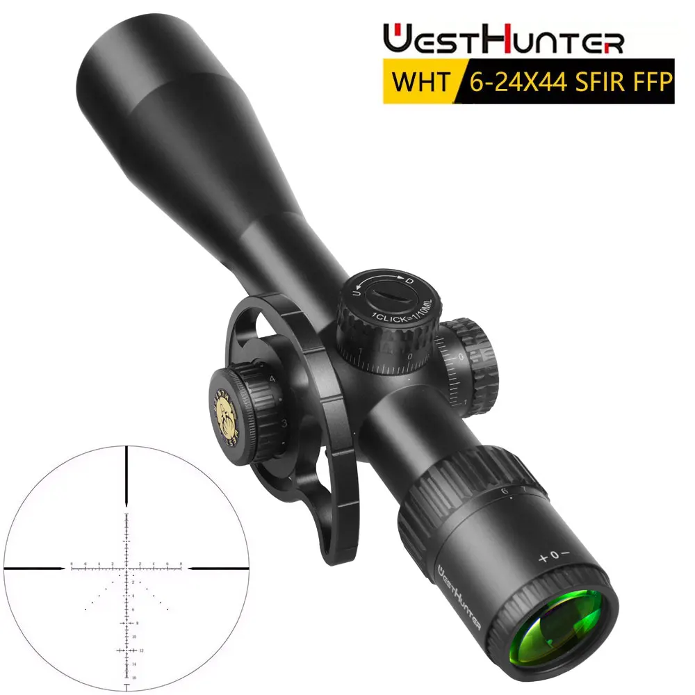 WESTHUNTER WHT 6-24X44 SFIR FFP Compact Scope First Focal Plane Riflescope Illuminated Glass Etched Reticle Tactical Sights