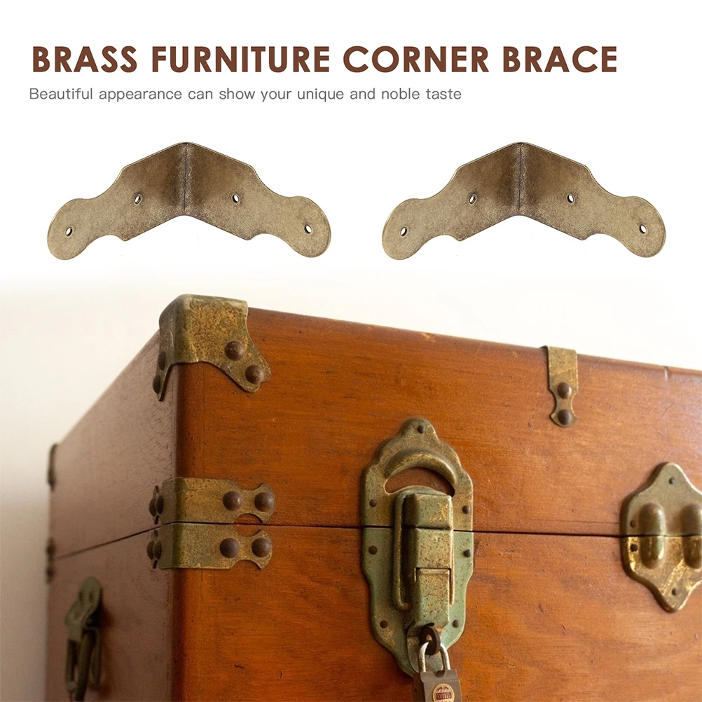 

4 Pcs Copper Wrapped Corner Protectors Wooden Boxes Furniture Safety Guard Decorative Edges Covers Vintage Jewelery Box