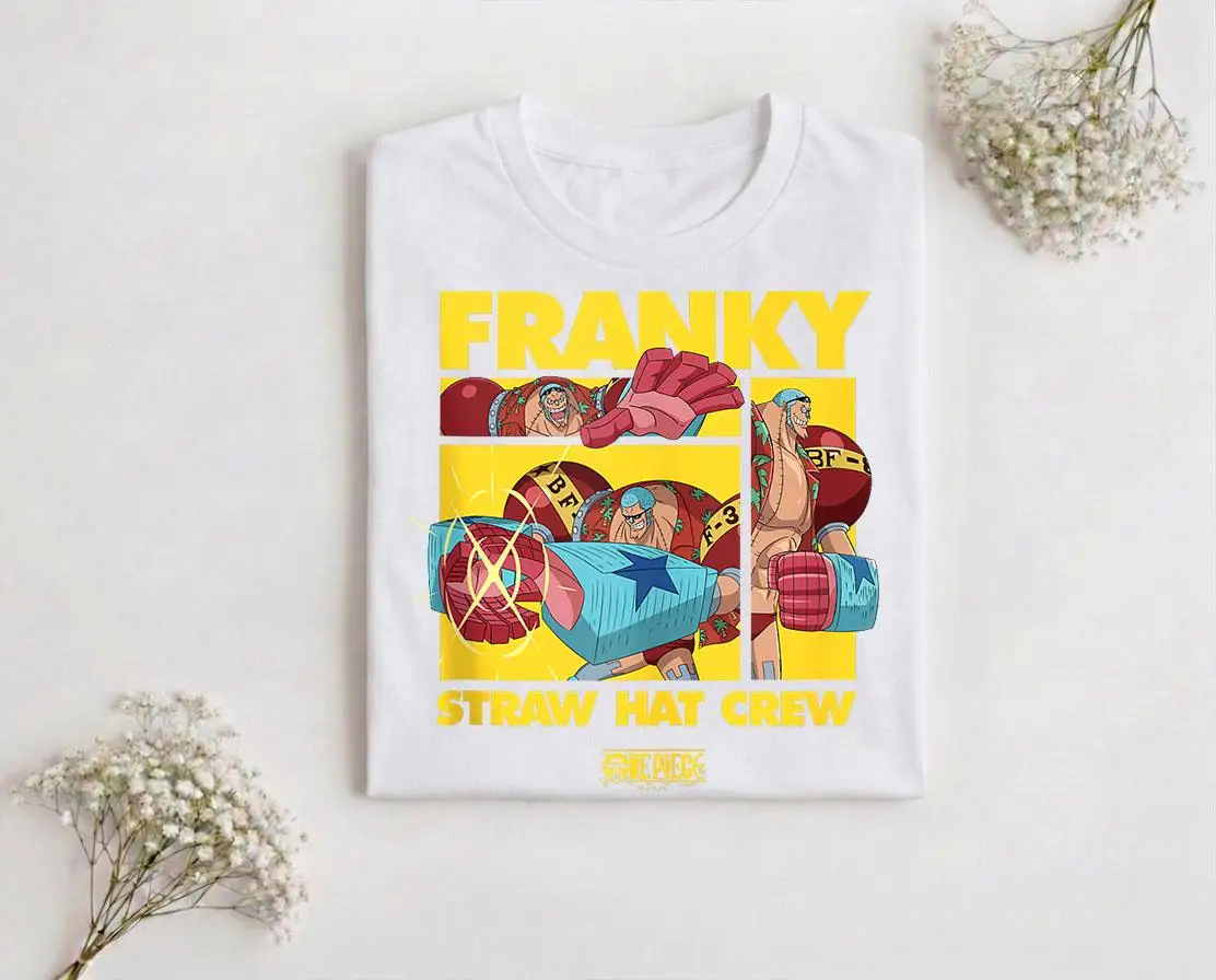 Relaxing and Franky Shirt One Piece Anime Straw Hat Crew Franky Collage Shirt  2026 Shirt New Cotton Summer Tshirt for Men