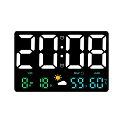 High-Definition Large-Screen Wall Clock Temperature and Humidity Display Weather Clock Multi-Function Color Digital Alarm Clock