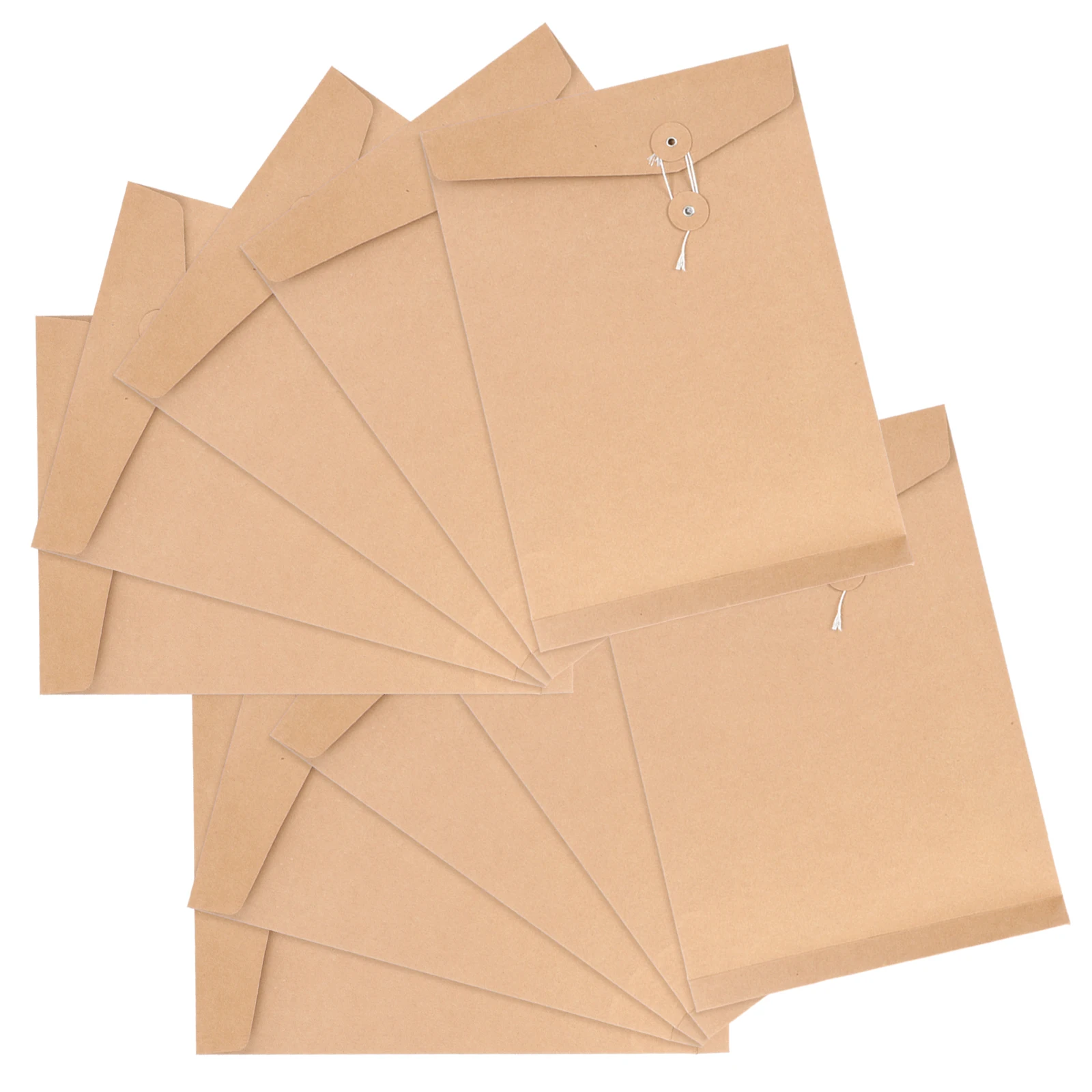 

10Pcs Kraft Paper Envelope A4 Size String Tie Closure Document File Organizer for Office Home School Use Heavy Duty Document