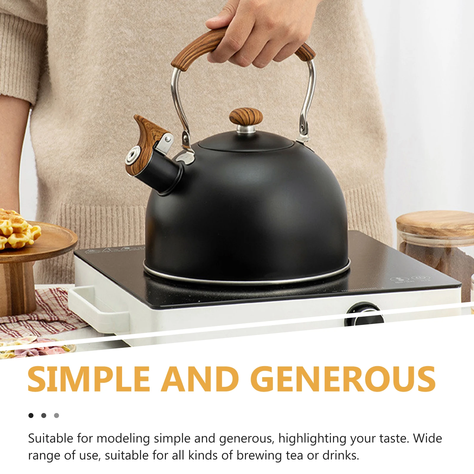 

2.5L Automatic Whistle Teakettle Stainless Steel Home Tea Kettle Coffee Office Hotel Water Boiling Kettle Safe Folding Handle