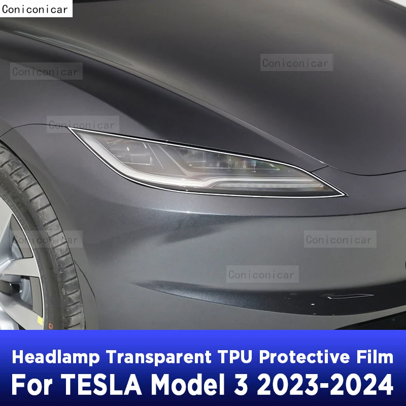 

Защита фар автомобиля, прозрачная ремонтная защитная пленка от царапин, наклейки из ТПУ для TESLA Model 3 2023 2024, аксессуары