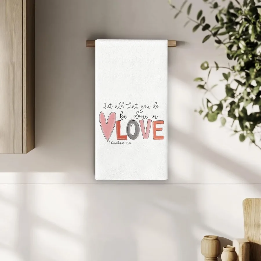 عيد الحب مناشف المطبخ مناشف اليد المسيحية عيد الحب ديكور الذكرى السنوية للزوجين الهدايا الوردي القلب الحب مناشف الأطباق 1 كور