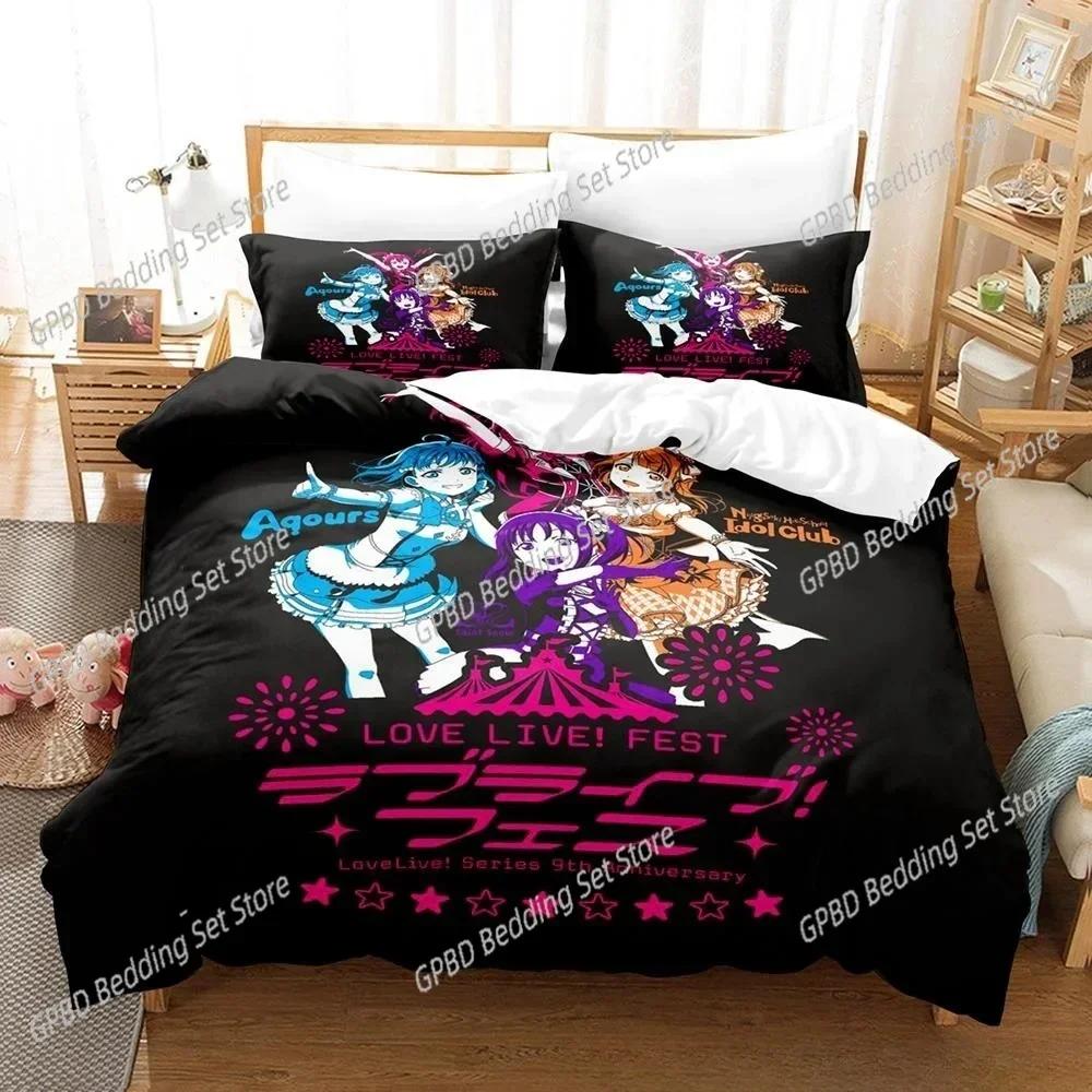 Fashion Kawaii Love Live! Bedding Set 3D Printed Suitable for Bedroom Duvet Cover Set With Pillowcases Kids Home Textile