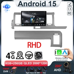 Android 15 Car Radio Wireless Carplay For Toyota Hiace H200 2010 - 2018 RHD Head Unit Stereo Multimedia Player GPS Navigation BT