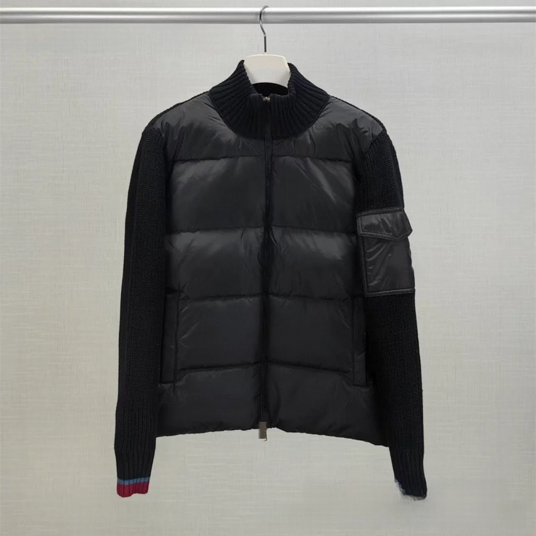 M Home 2025 Autumn Winter Pilot Style down Jacket Lightweight Knitted Stand Collar Padded Coat for Men And Women