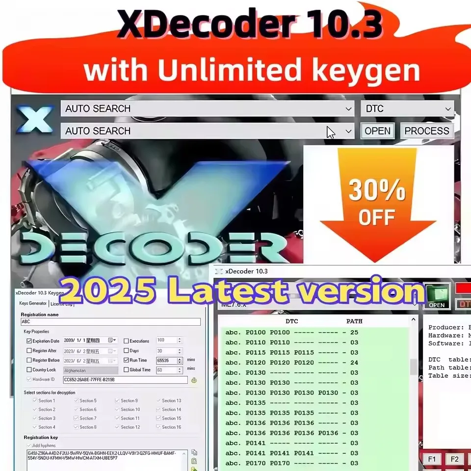 Latest Xdecoder 10.3 with Keygen DTC Remover Crack DTC OFF Delete Software Full Verison for Hyundai/VAG EDC15 EDC16 EDC17 X
