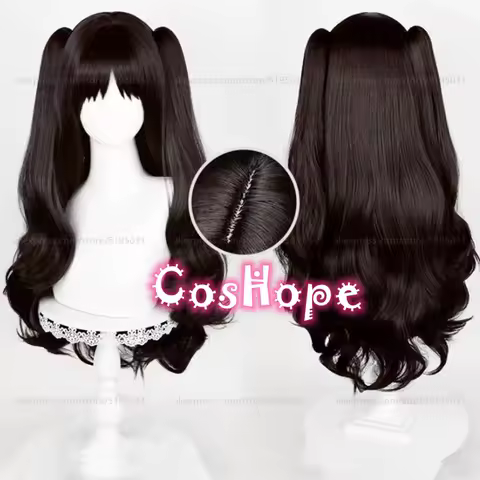 Tohsaka Rin Cosplay Wig 80cm Wig With Double Ponytails Black Wig Cosplay Anime Heat Resistant Synthetic Wigs