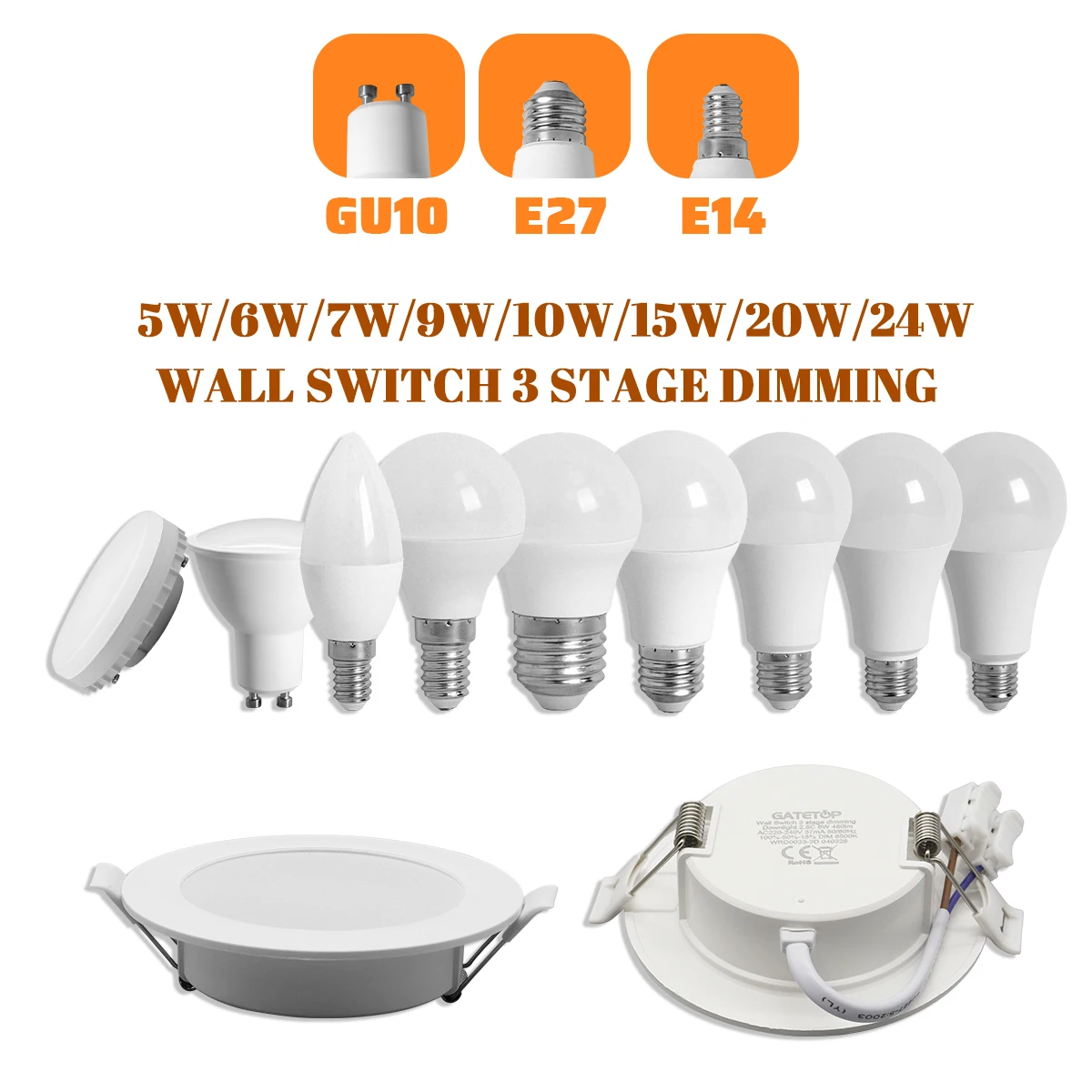 

4-20PCS Spot Bulb 3 Way LED Light Bulbs No Flicker Dimmer Downlight AC220-240V Warm White Light E14 E27 GU10 GX53 Lamp Indoor