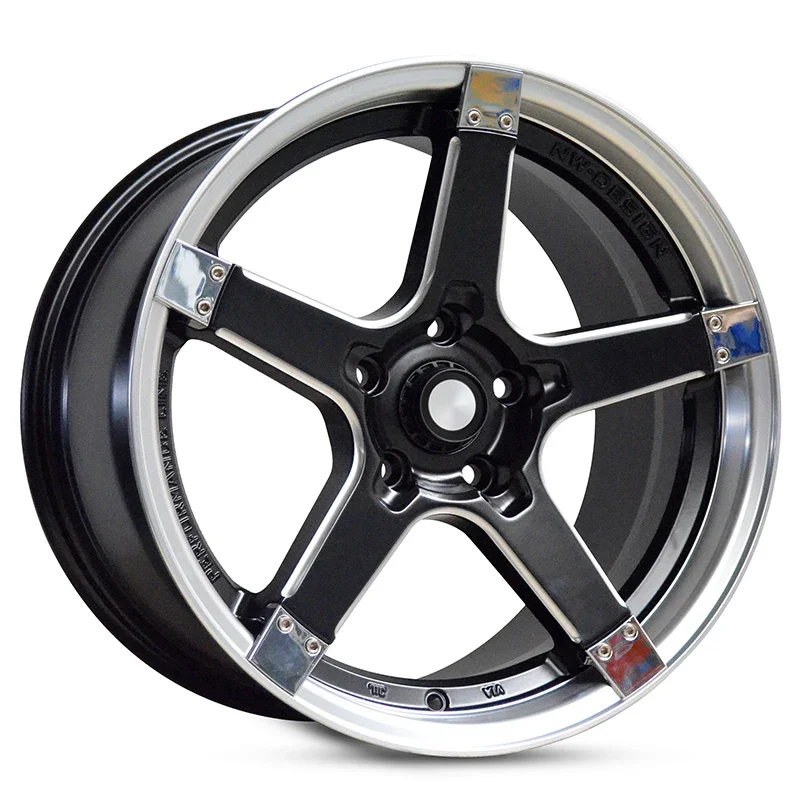 Pentagram star design 17X7.5 Rims Black Machine Face 5 Spokes 4 Holes 4 5 8X100-114.3 Rines Aluminum Mag Car Alloy Wheels