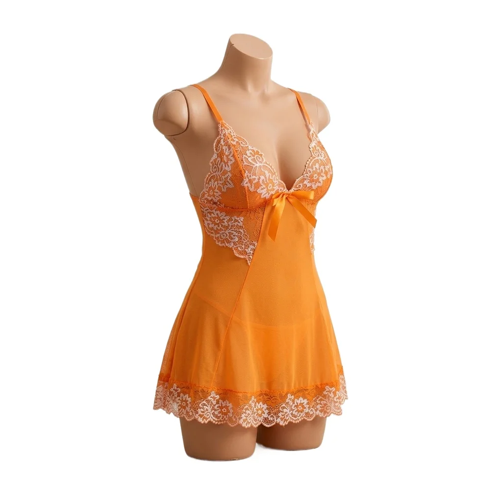 Lingerie Set Women's Nightgown Set Deep V Bra See-Through Dress Panties 2 Piece Suit Attractive Underwear Female