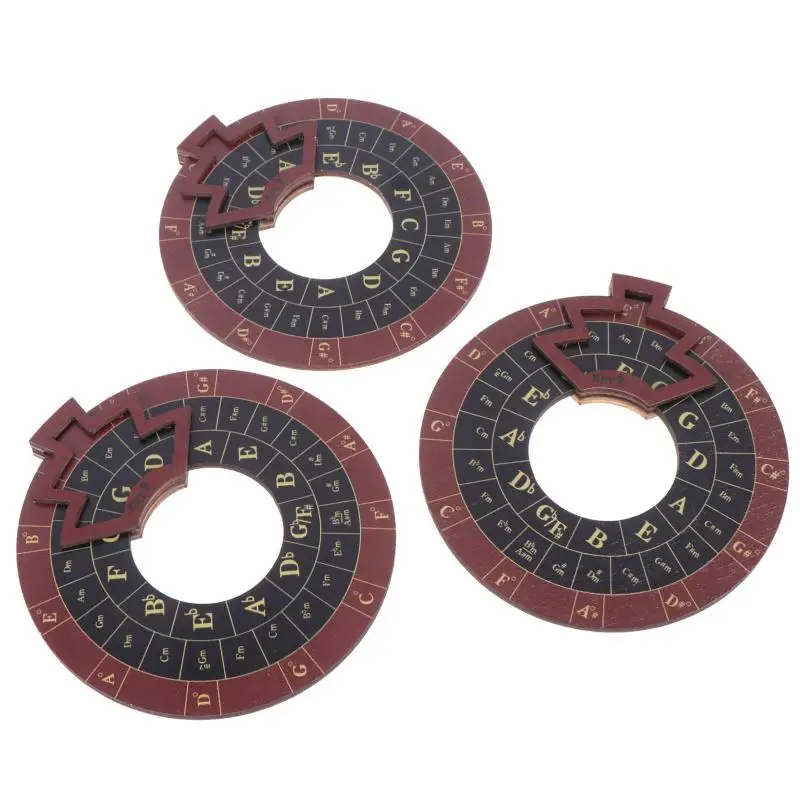 Wooden Chord Tool Circle Of Fifths Wheel Chord Musical Instrument Learning Tool Rotating Disc For Musician Beginner Songwriter view 5