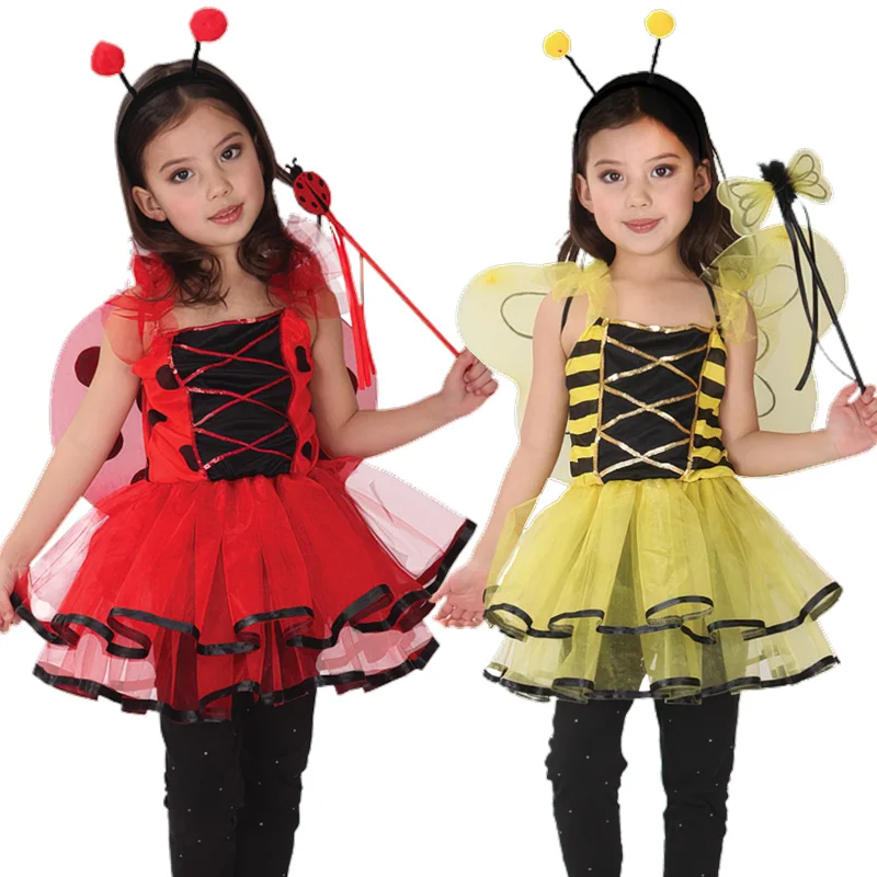 Children\'s Halloween costumes Girl animal insects dress up to perform bee Polka order ladybug beer show costumes