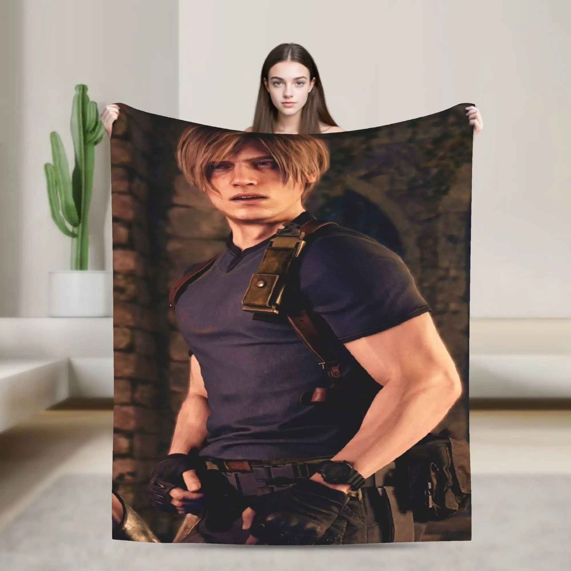 Leon Kennedy Comfortable Blankets  Graphic Plane Travel Bedding Throws Couch Bed Flannel Bedspread Sofa Bed Cover