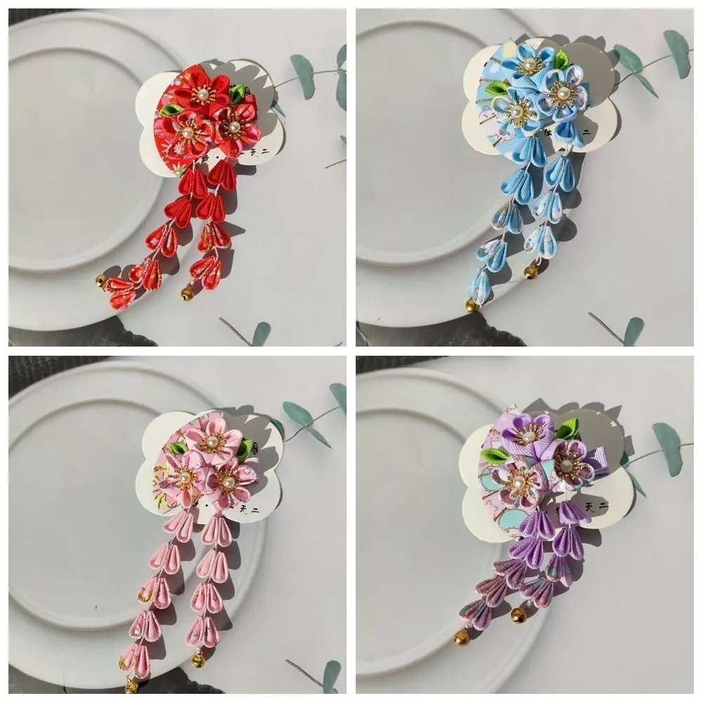

Simple Tassels Tassel Fan Hairpin Sakura Flower Japanese Kimono Headwear Ancient Style Hairpin Hanfu Fan Hair Clip Girls