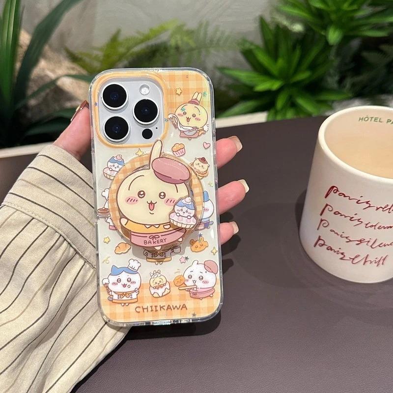 Anime Chiikawa Usagi Magnetic Phone Case for IPhone 17 16Pro 15 14 Full Coverage Anti-fall Comfortable Grip Responsive Buttons
