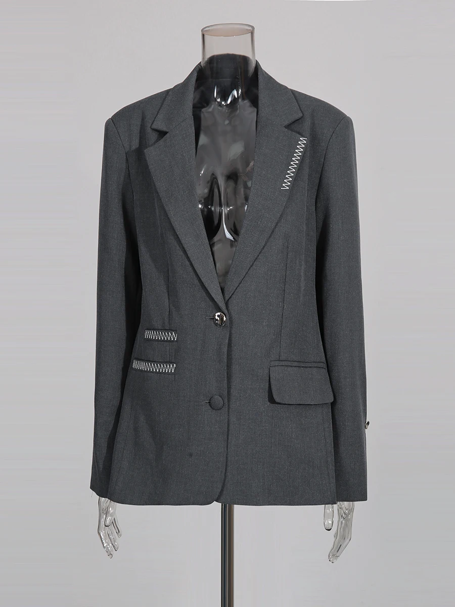 Żakiety damskie VGH, eleganckie, codzienne, z przeszyciami, zapinane na guziki, wyszczuplające, z klapami, z długim rękawem, jesienne, na imprezę, z temperamentem, modne, nowe.