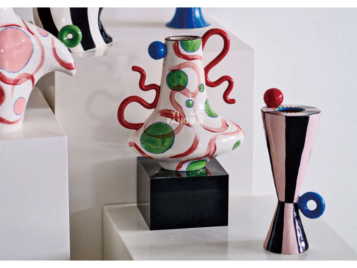 Modern art hand-painted creative ceramic vase, living room flower arrangement ornament, homestay exhibition hall ornament
