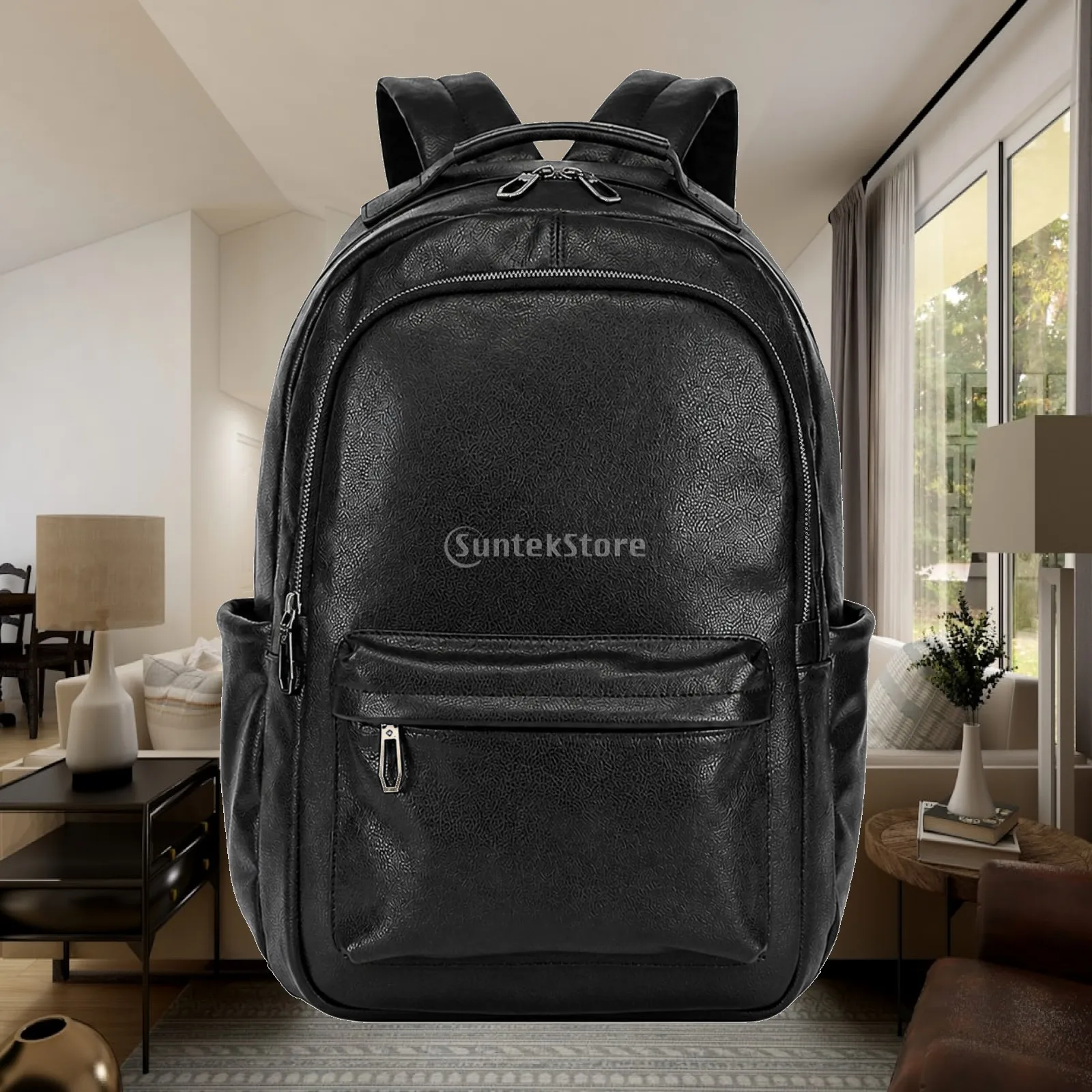 Canvas Backpack with Leather Trim Heavy-Duty Travel Backpack with Laptop Compartment Rucksack Spacious Bag Padded for Travelers