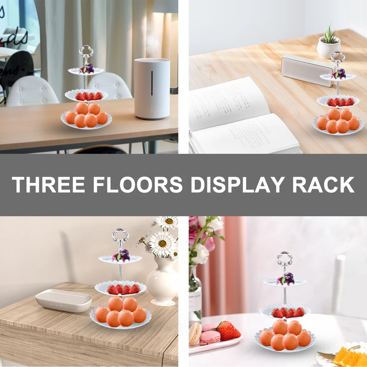 

2 шт. трехслойная подставка для торта, прозрачная синяя большая вместительная стойка для десерта, элегантное сервировочное блюдо для вечеринки на день рождения