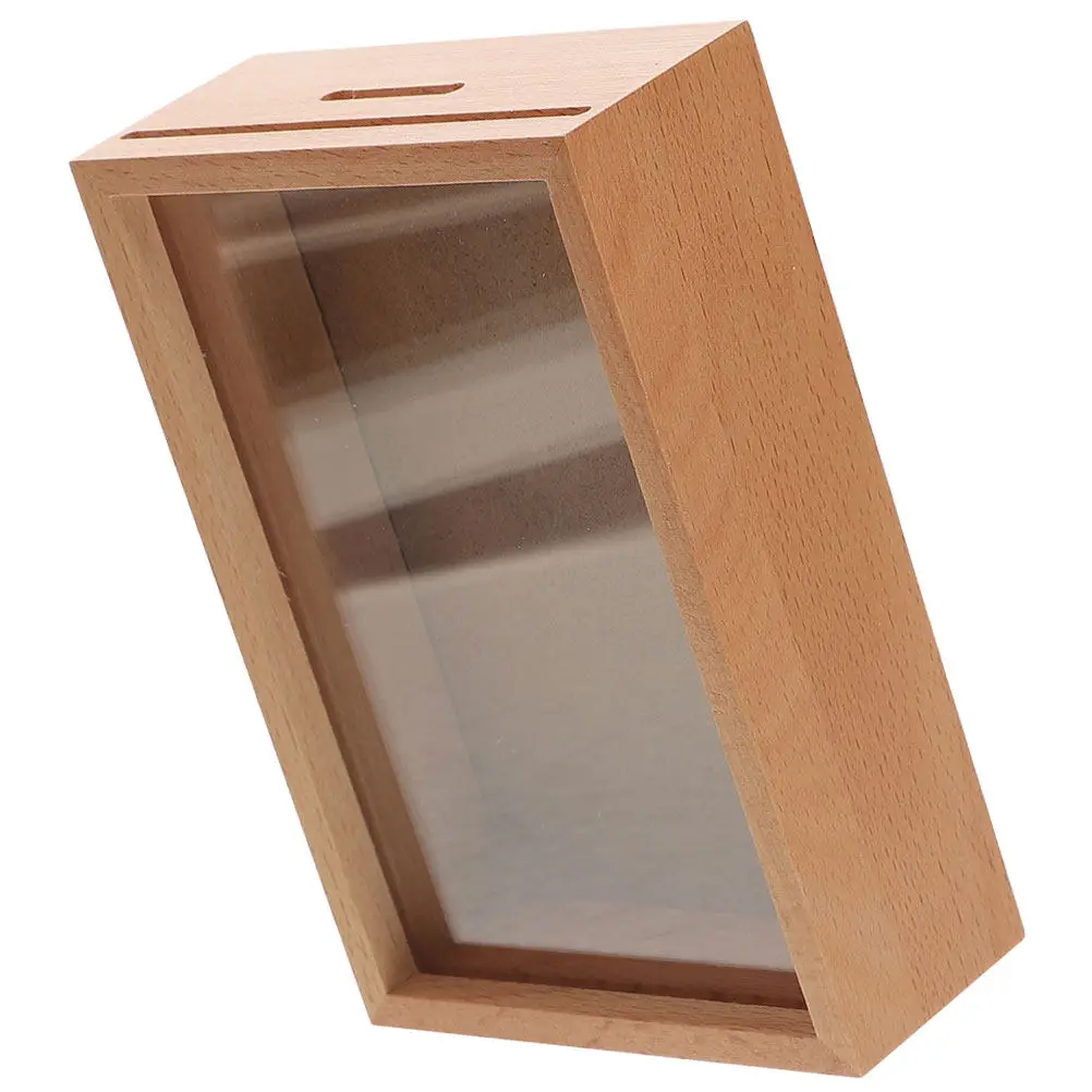 Wooden Photo Frame Coin Bank 3x4x1.8 Inch Multi-Functional Money Saving Box for Adults & Kids Decorative Display