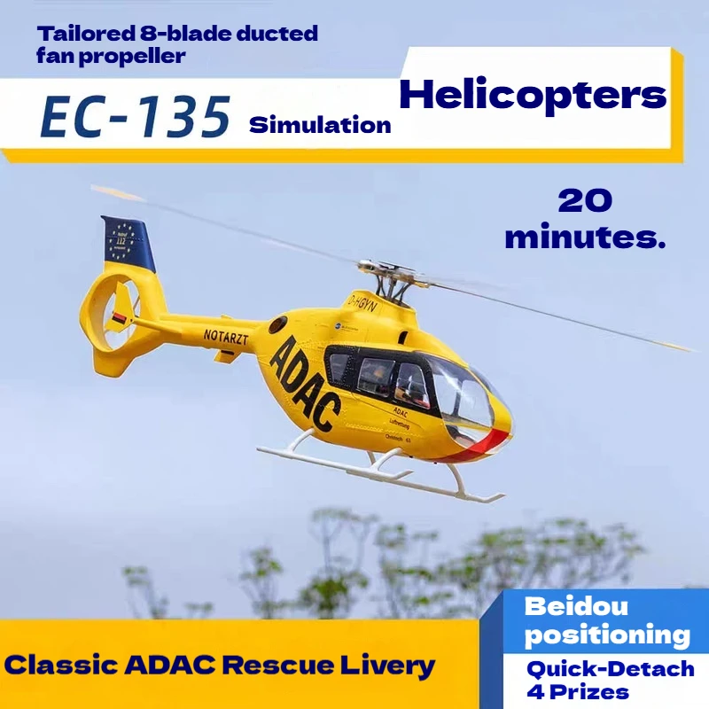 

Радиоуправляемый вертолет Fly Wing Adac EC-135 470 класса, 6-канальный, однороторный, масштабный, с самостабилизацией H1, для взрослых, для хобби на открытом воздухе