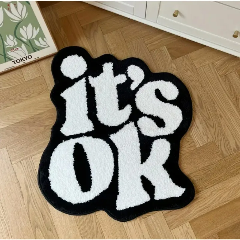 

It's OK Rug Handmade Fluffy Plush Tufted Living Room Simple and Soft Anti-Slip Floor Mat for Home Living Room Decor Housewarming