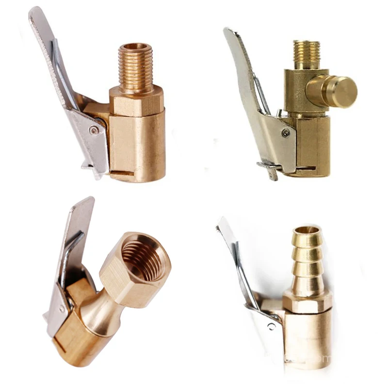 

Car Tire Air Chuck Inflator Pump Valve Connector Clip-on Adapter Car Brass 8mm Tyre Wheel Valve For Inflatable Pump Dropship
