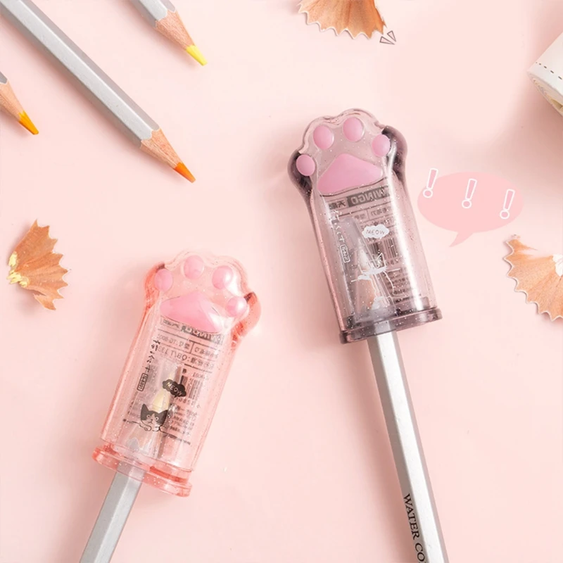 Màu Hồng Đáng Yêu Cho Mèo Paw Mài Mini Bút Chì Mài Phù Hợp Với Bút Chì Gỗ (6-8 Mm) dành Cho Bé Trai Bé Gái Trẻ Adul