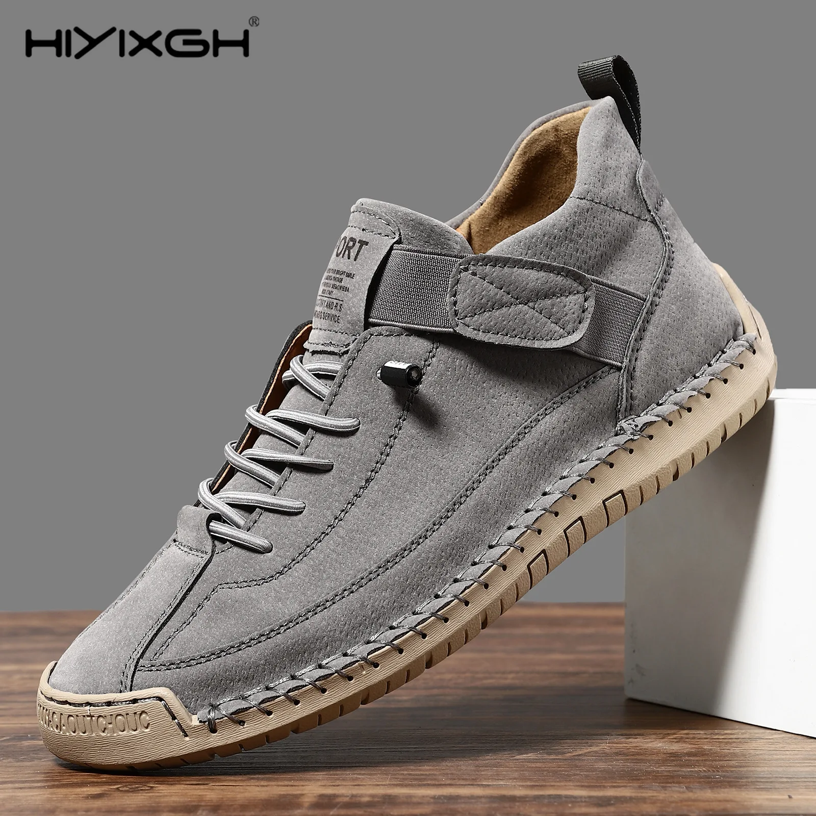 Handmade Leather Men Shoes Casual Slip On Loafers Breathable Leather Shoes Men Flats Fashion Moccasins Tooling Shoes Plus Size view 2