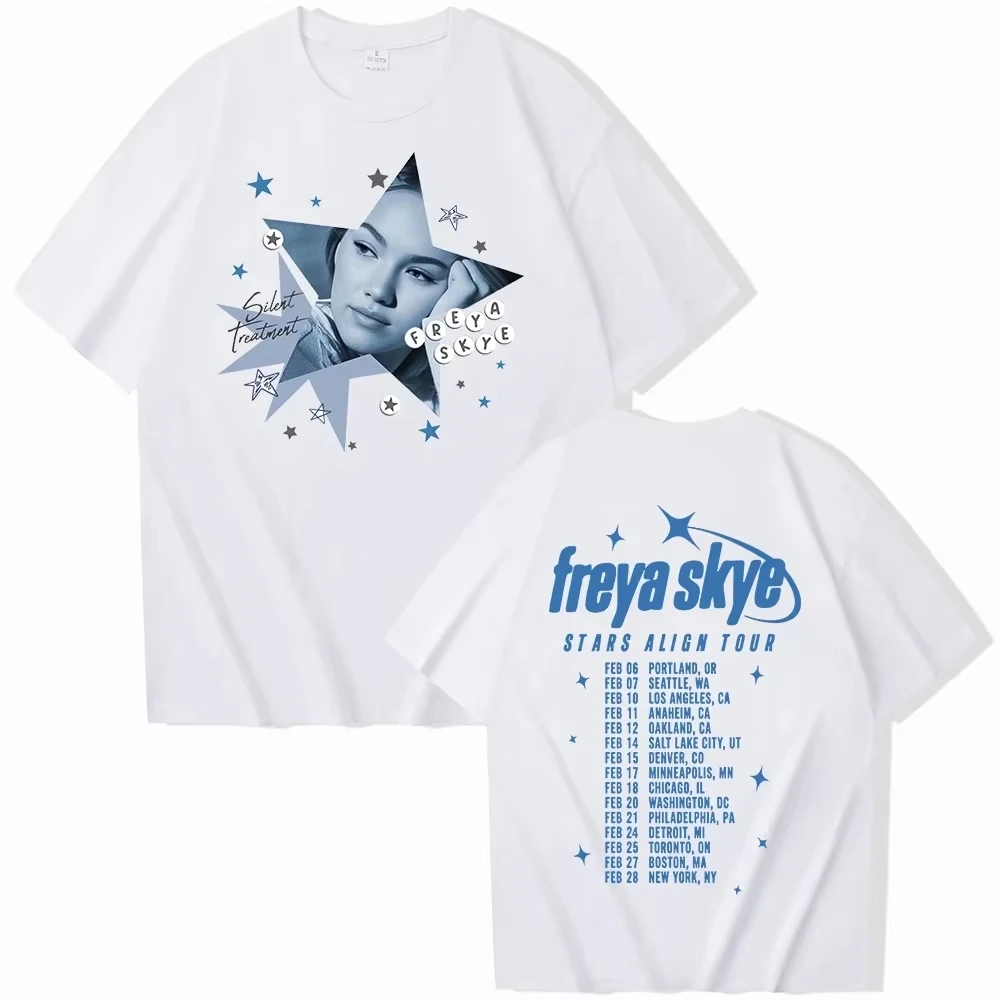 Freya Skye Stars Align Tour 2026 Harajuku Style Singer Merch Mens Crew Neck Short Sleeve Comfortable Women And Men T-Shirt