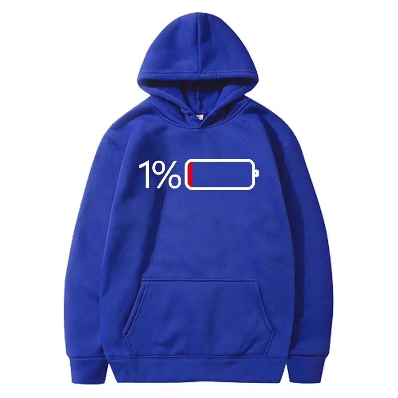 Battery Low Graphic Hoodie for Men - Casual Pullover Sweatshirt with Kangaroo Pocket for Spring/Fall