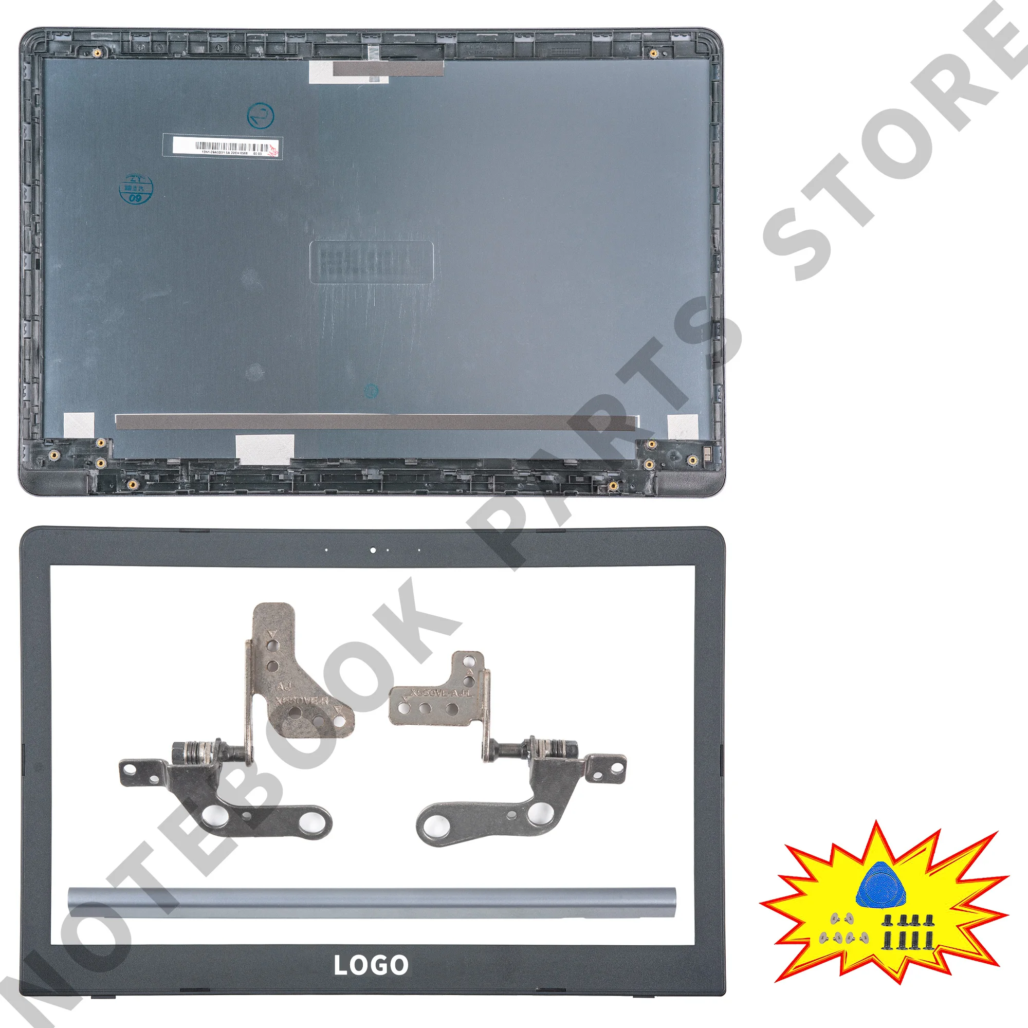 Copertura posteriore in METALLO per X580V NX580VD N580 N580V N580G N580VD Lunetta Cerniera Custodia in alluminio Riparazione Grigio Spedizione veloce